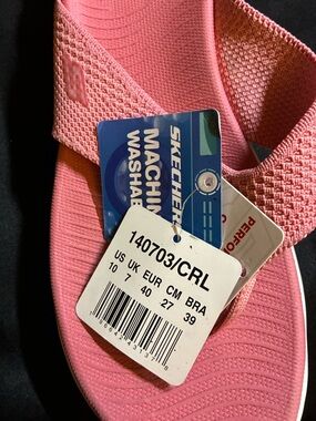 Skechers Coral Pink Knit Slip-On Sandals